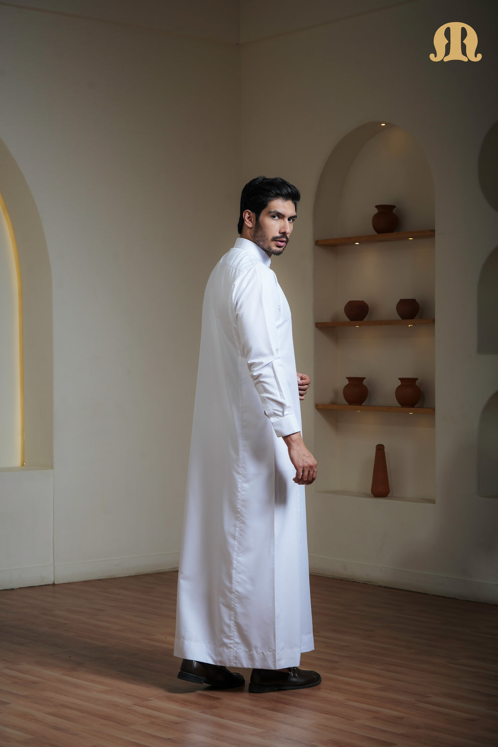 Iraf Embroidered Qatari White Thobe Mens