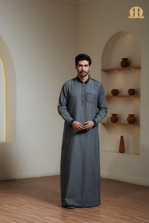 Black Koto Denim Thobe Mens