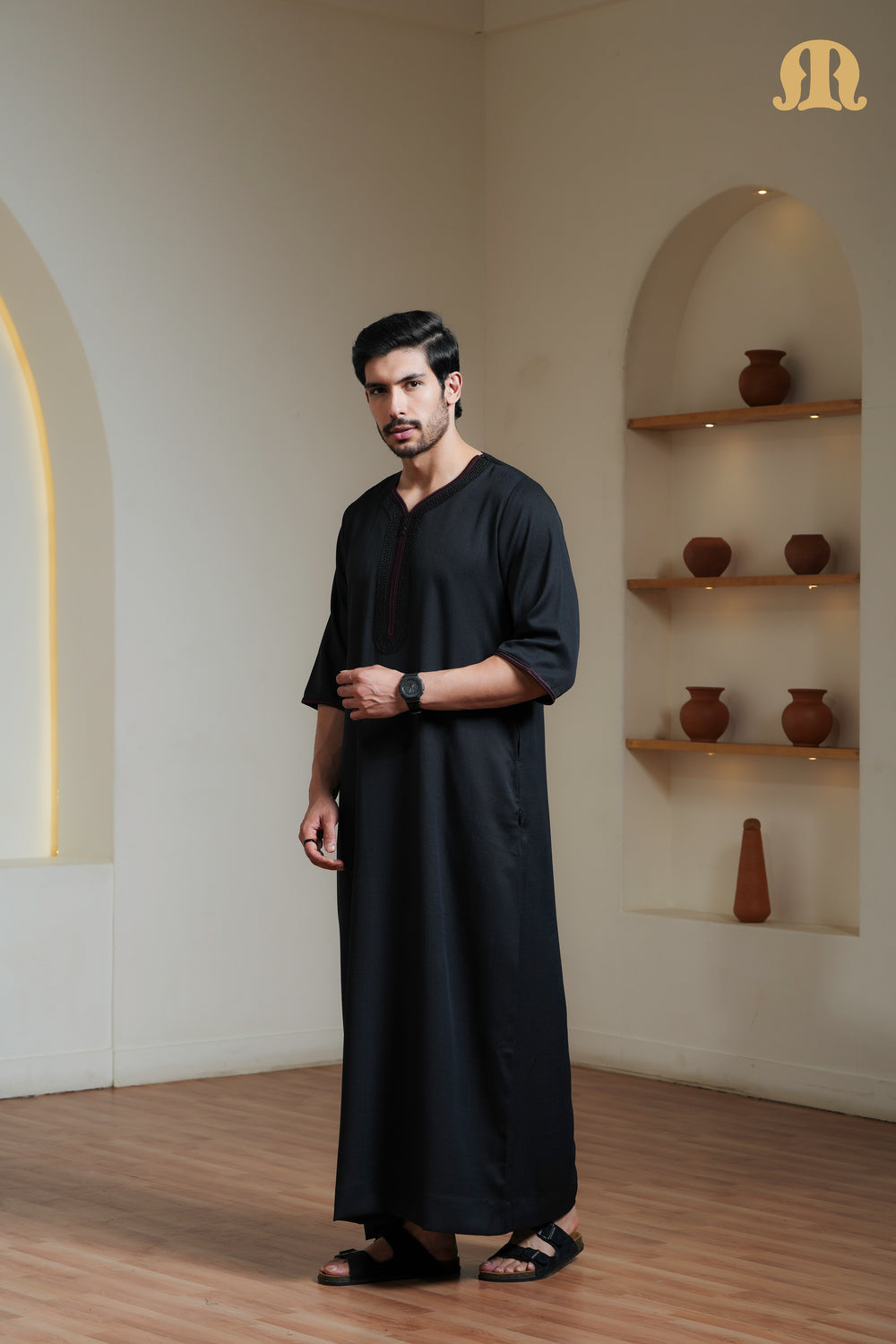 Black Sahal Moroccan Thobe Mens