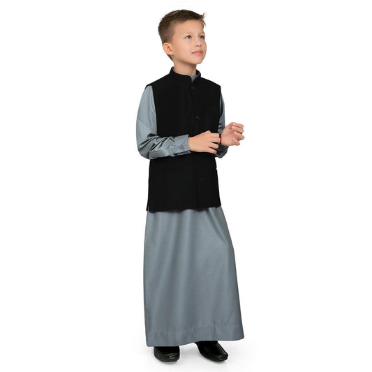 Duzgun Waist Coat Thobe for Kids - Mashroo