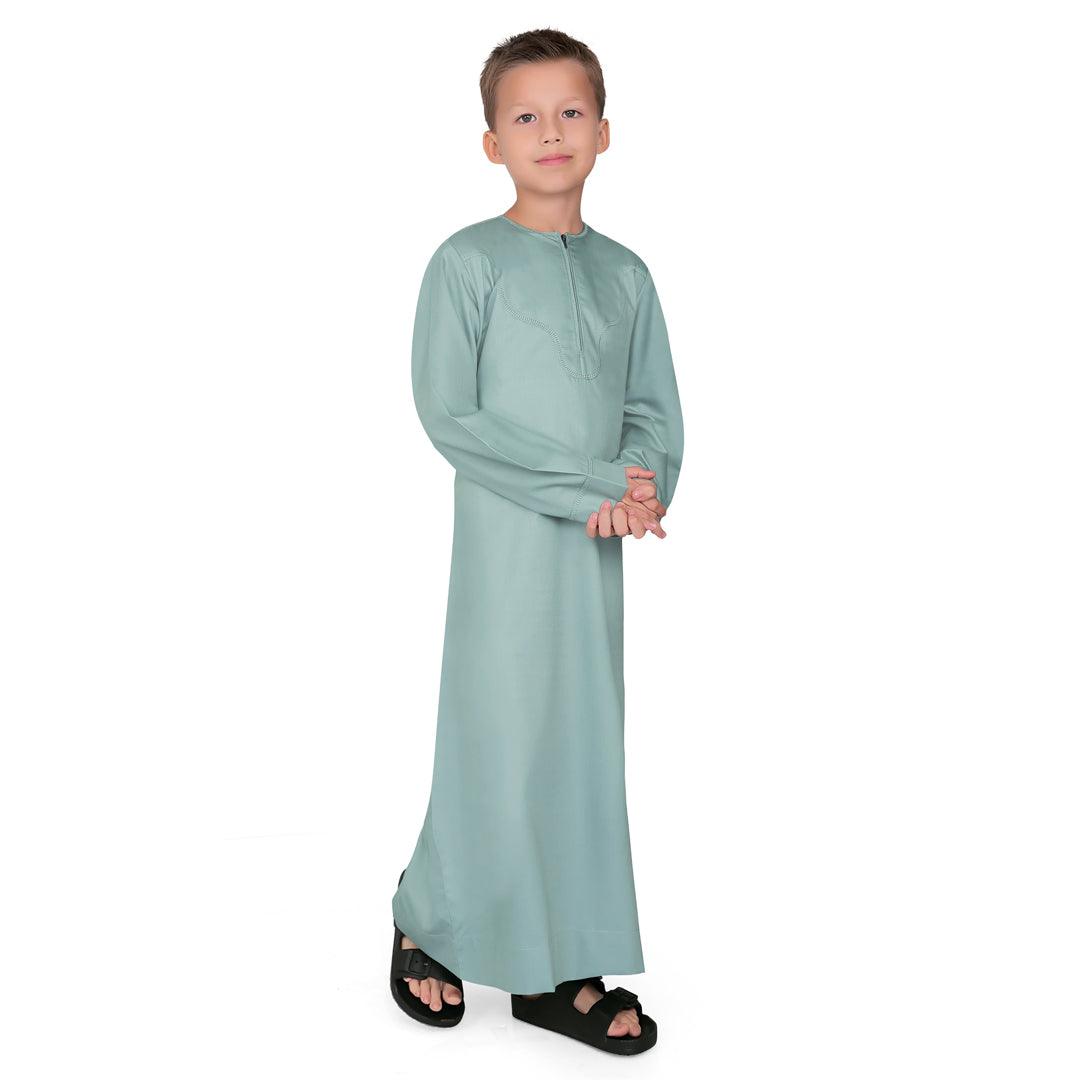 Kurvig Omani Green Thobe for Kids - Mashroo