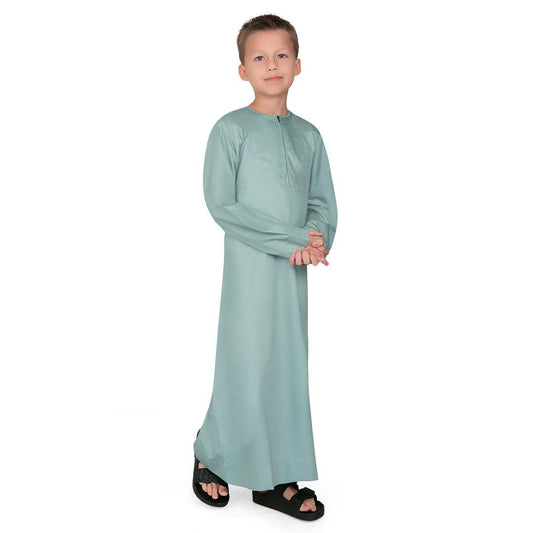Kurvig Omani Green Thobe for Kids - Mashroo