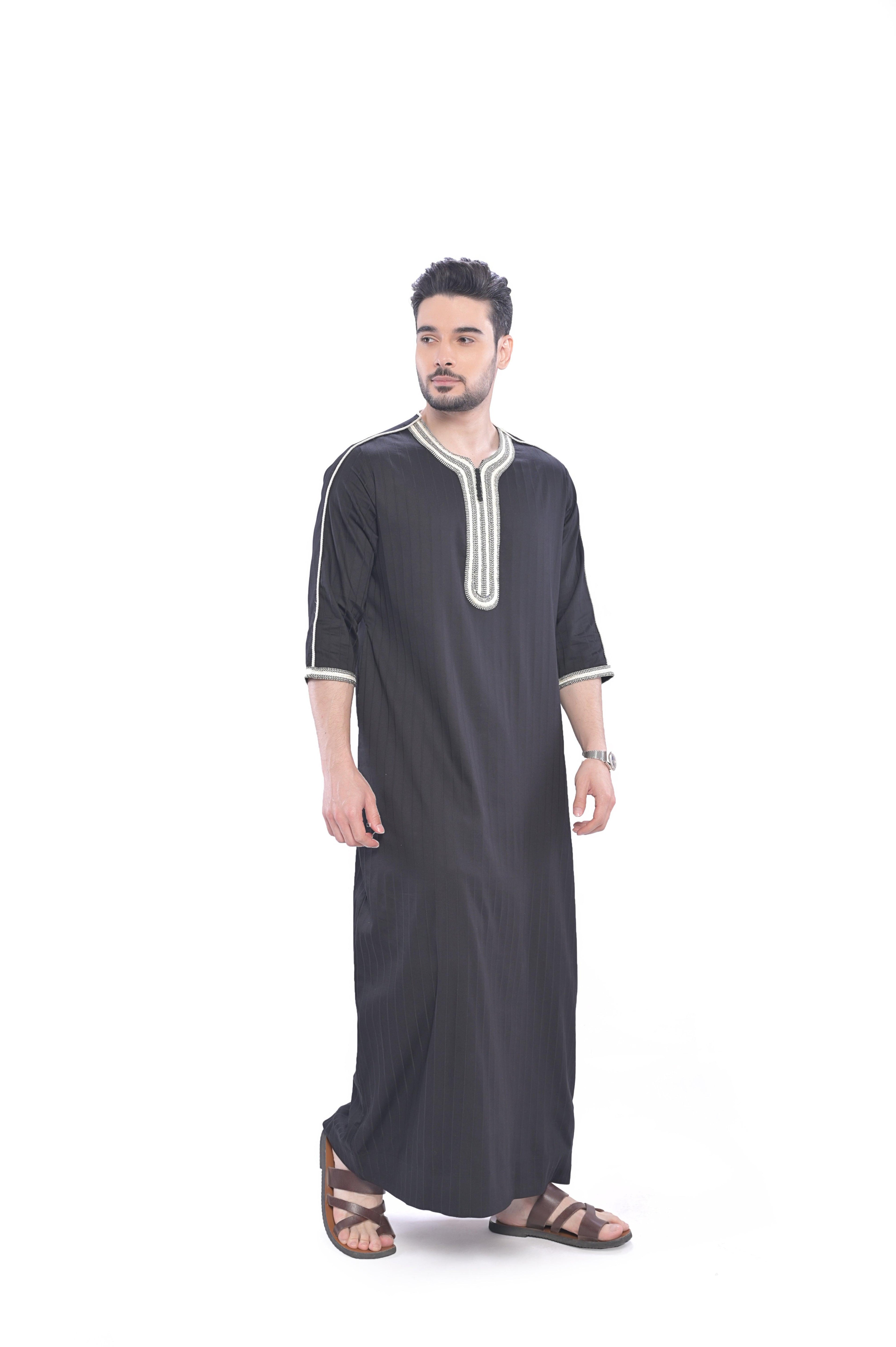 Ezzal Moroccan Black Thobe Men - Mashroo