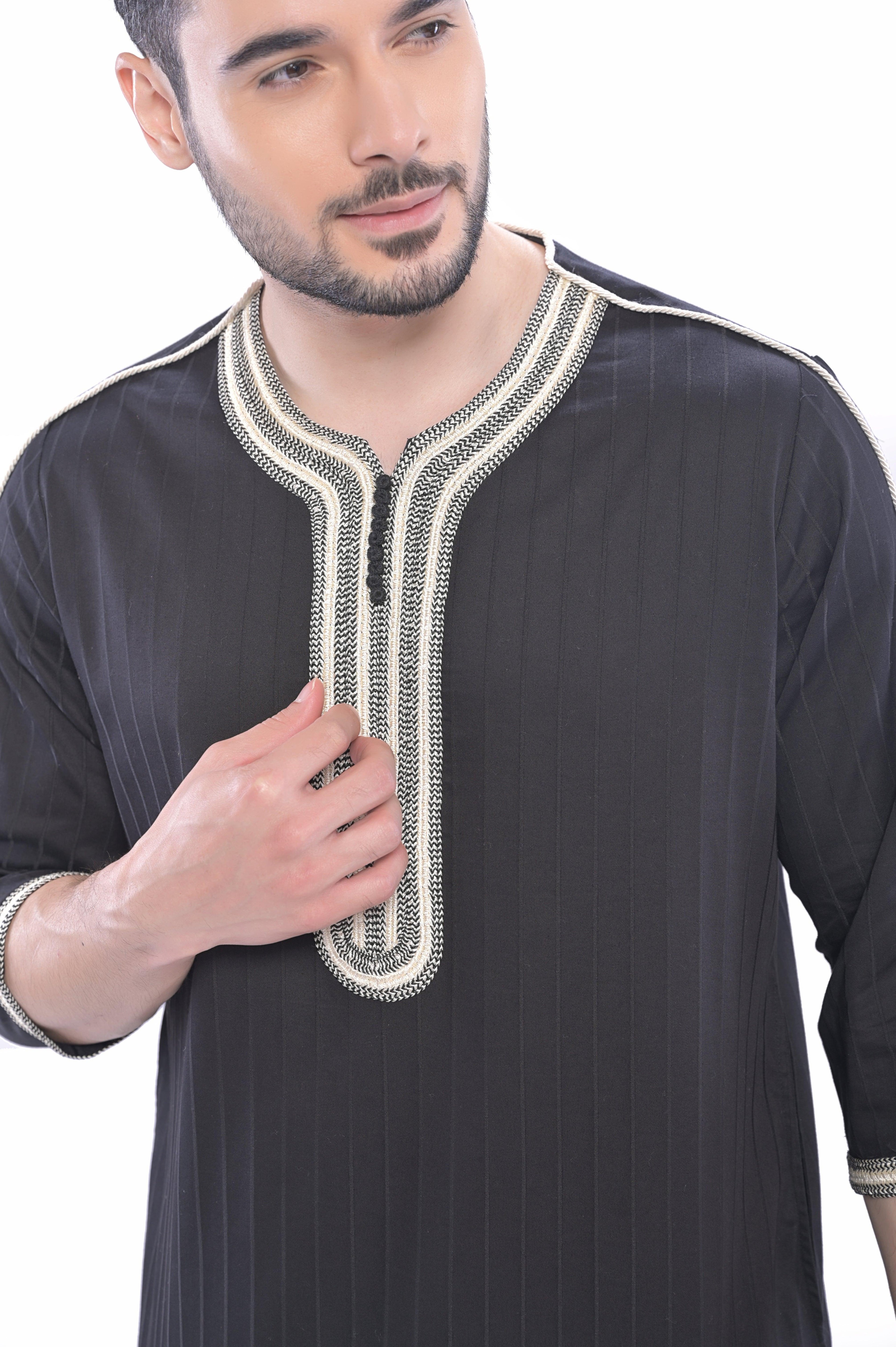 Ezzal Moroccan Black Thobe Men - Mashroo