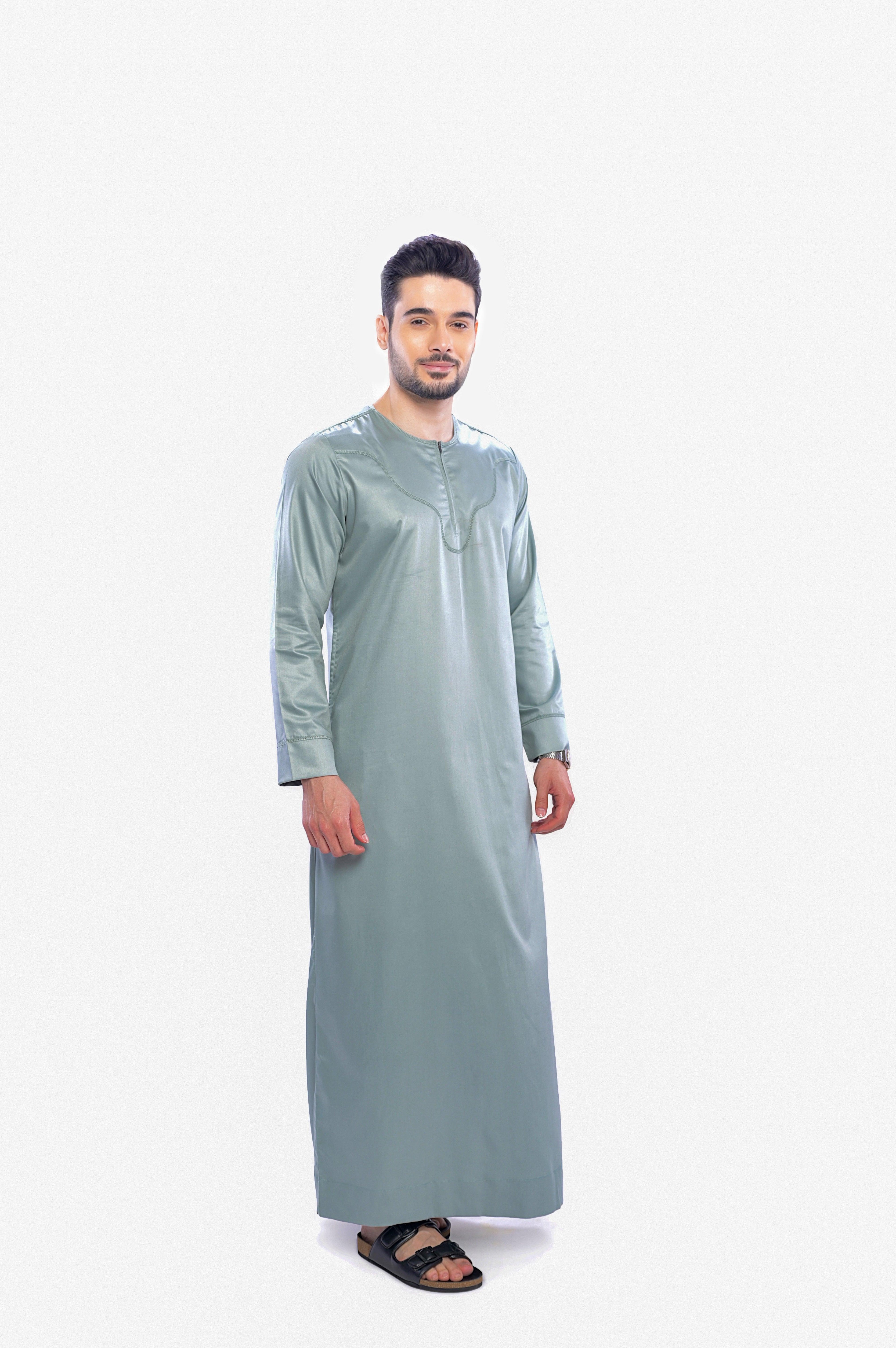 Kurvig Omani Green Thobe Men - Mashroo