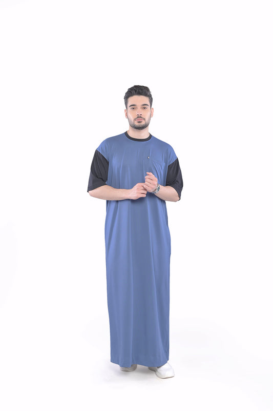 Mullido Over-sized Half Sleeve Blue Thobe - Mashroo