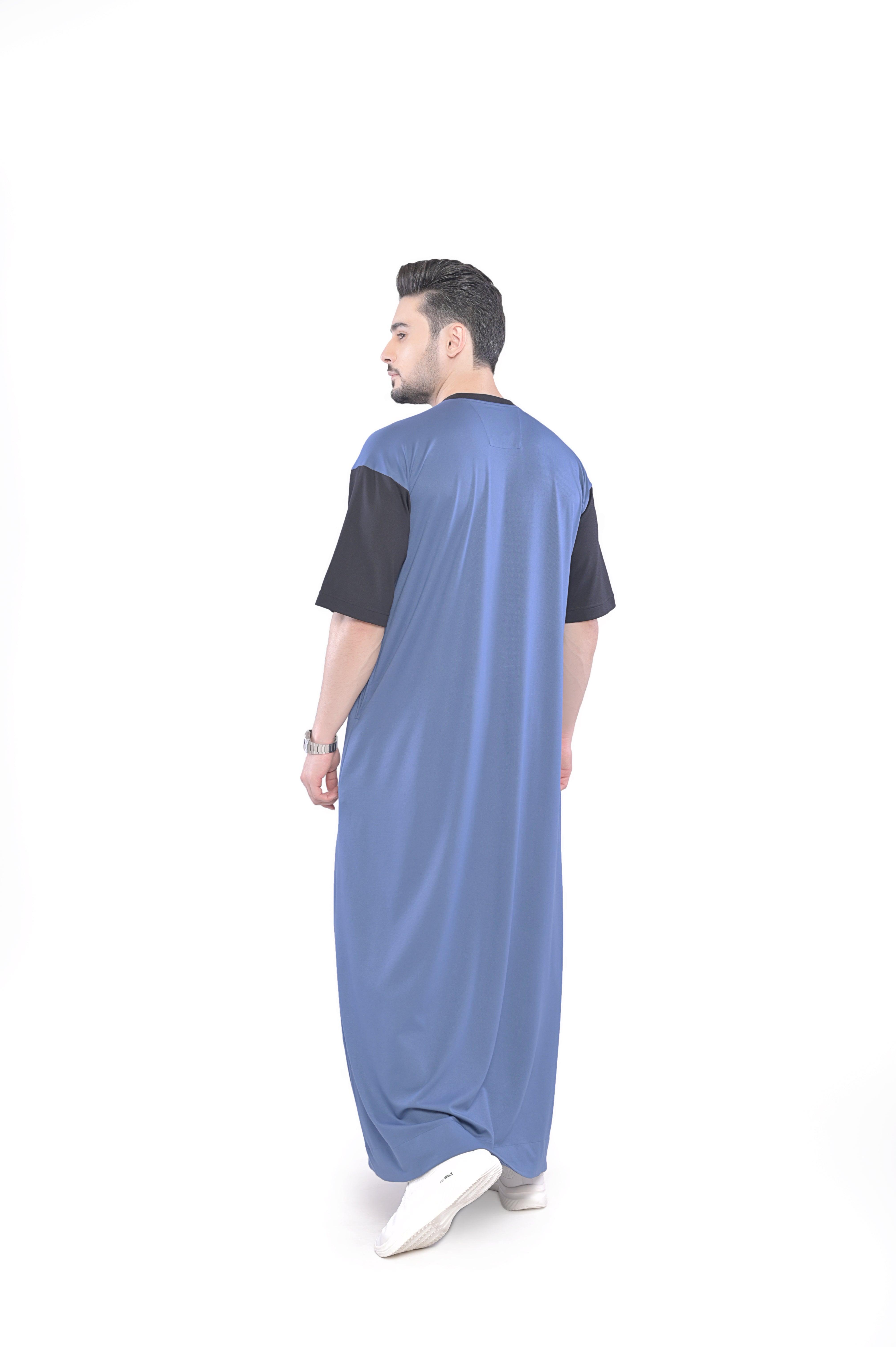 Mullido Over-sized Half Sleeve Blue Thobe - Mashroo