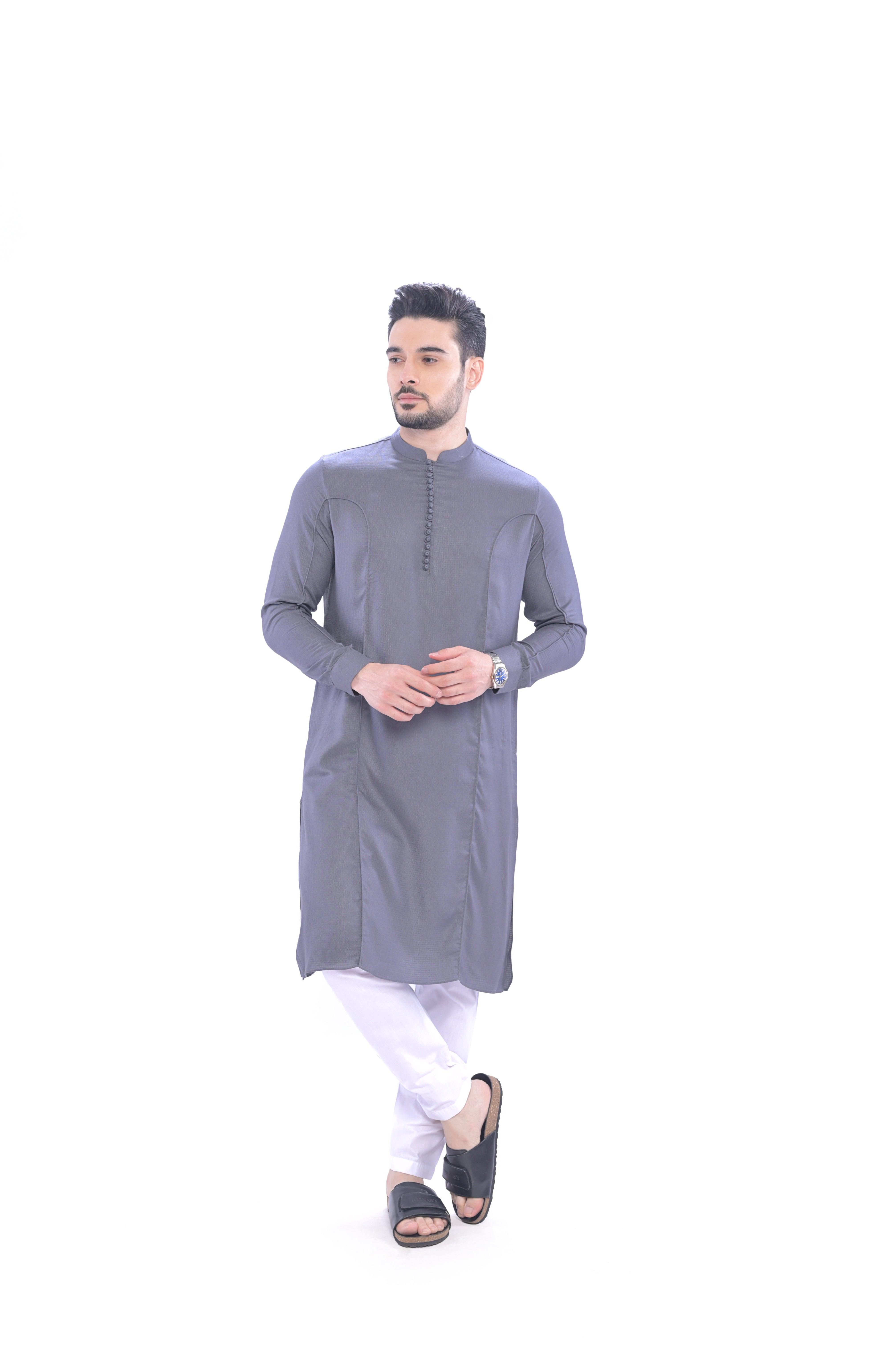 Barhoush Kurta Set Grey - Mashroo