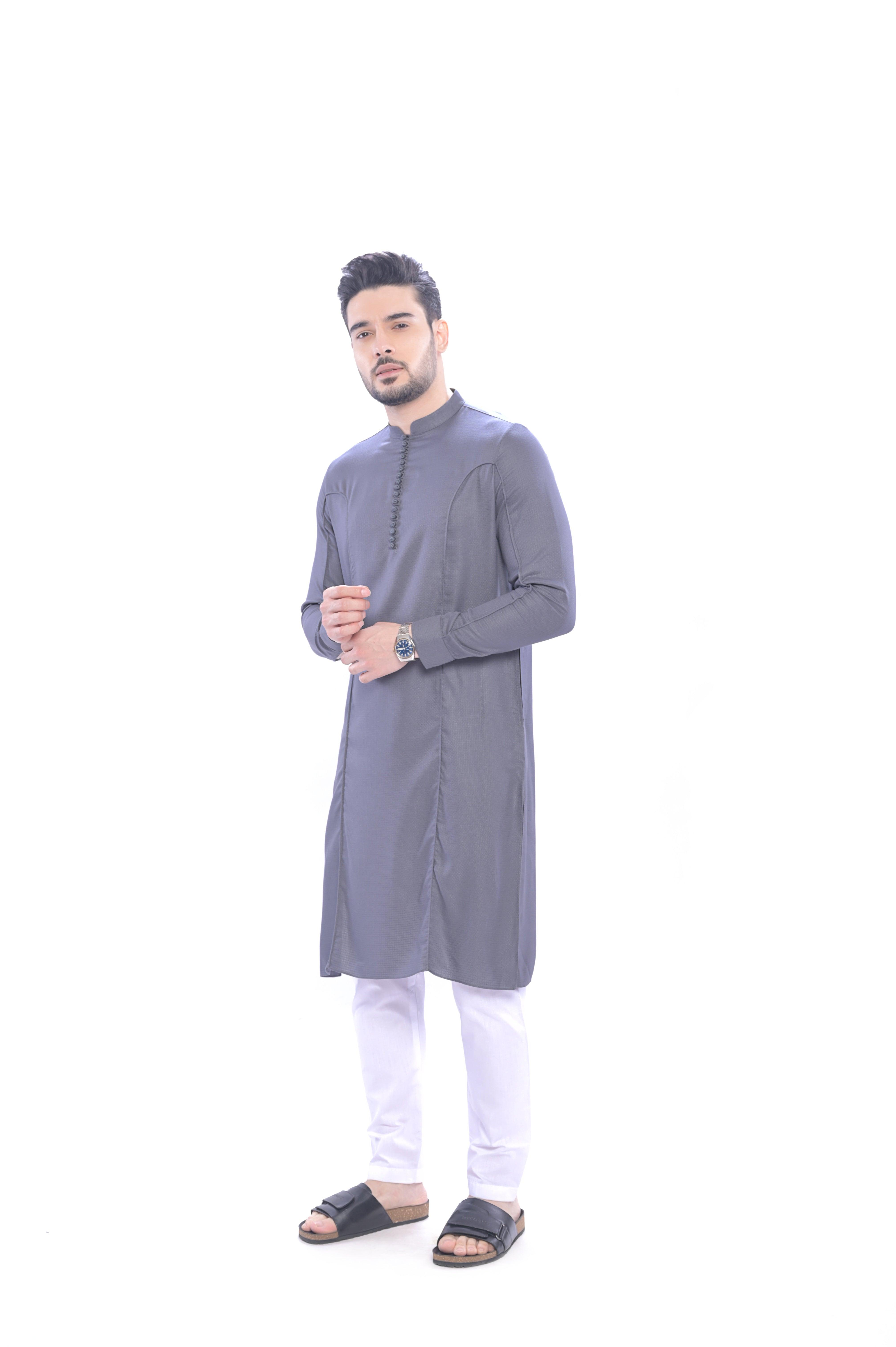 Barhoush Kurta Set Grey - Mashroo