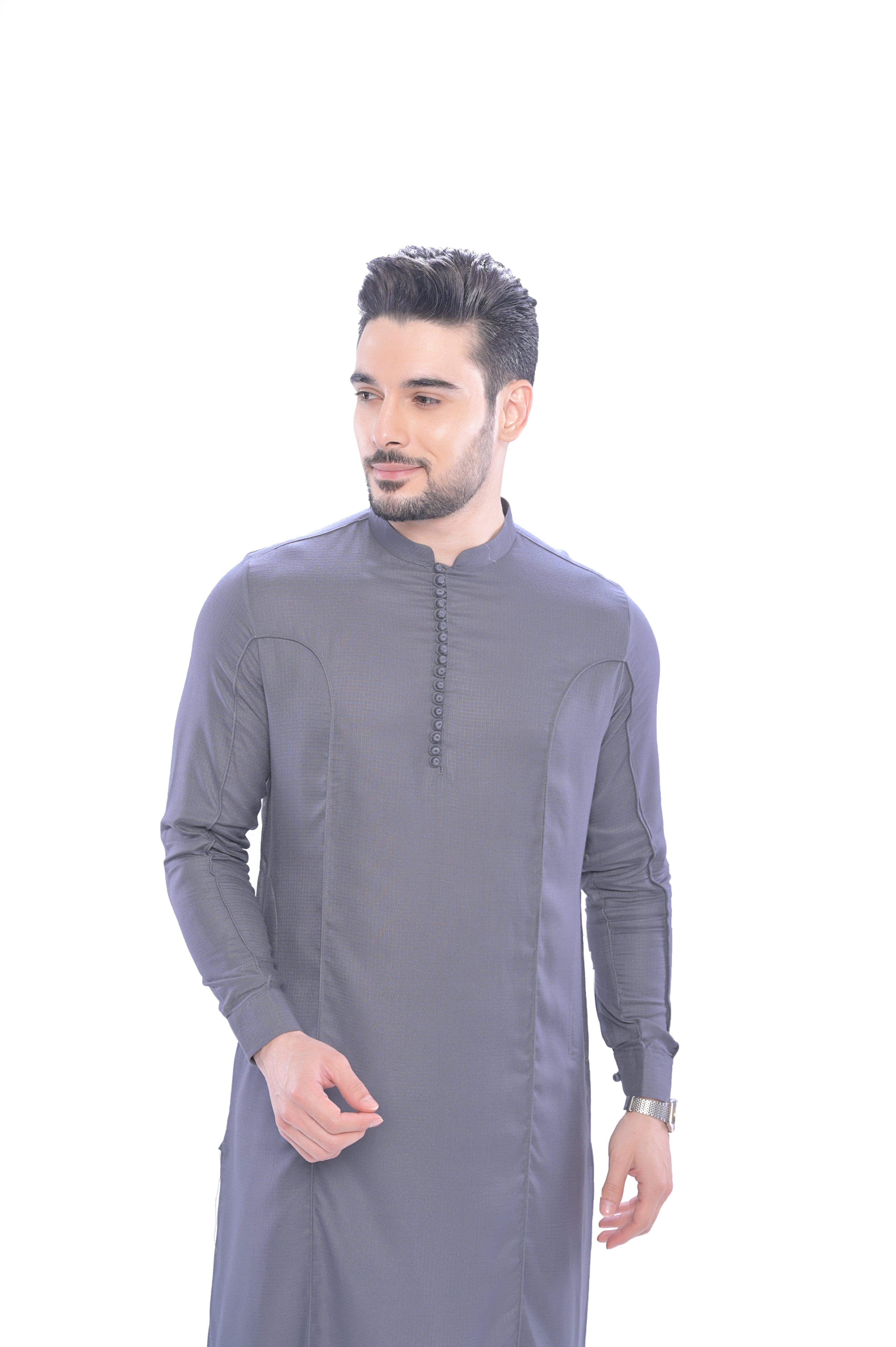 Barhoush Kurta Set Grey - Mashroo