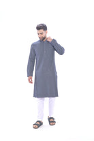 Haydos Chikan Kari Kurta Set Grey Men - Mashroo