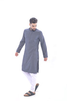 Haydos Chikan Kari Kurta Set Grey Men - Mashroo