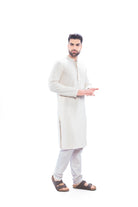Haydos Chikan Kari Kurta Set White Men - Mashroo