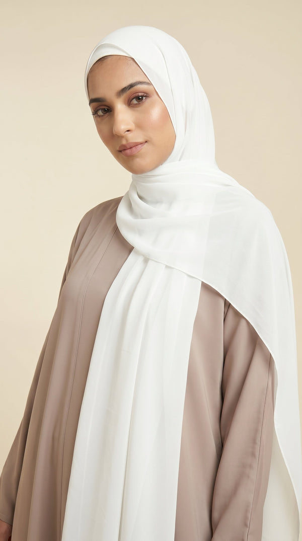 Premium Soft Chiffon Hijab | Pearls White