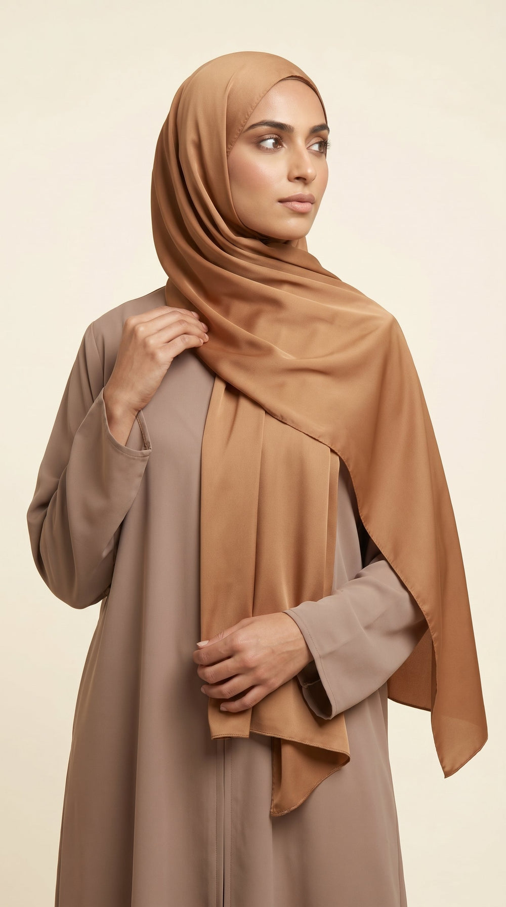 Premium Satin Hijab | Caramel Brown