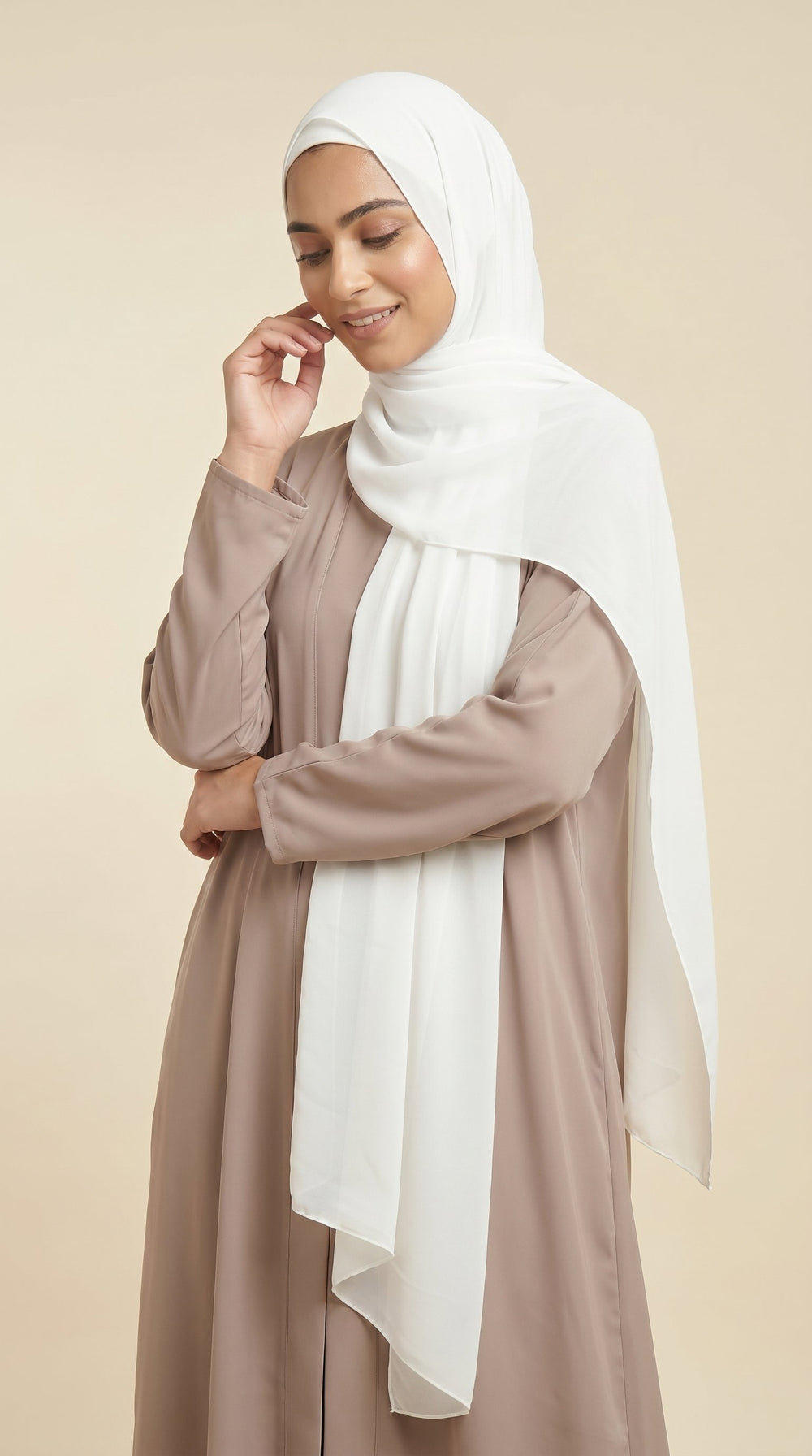 Premium Soft Chiffon Hijab | Pearls White