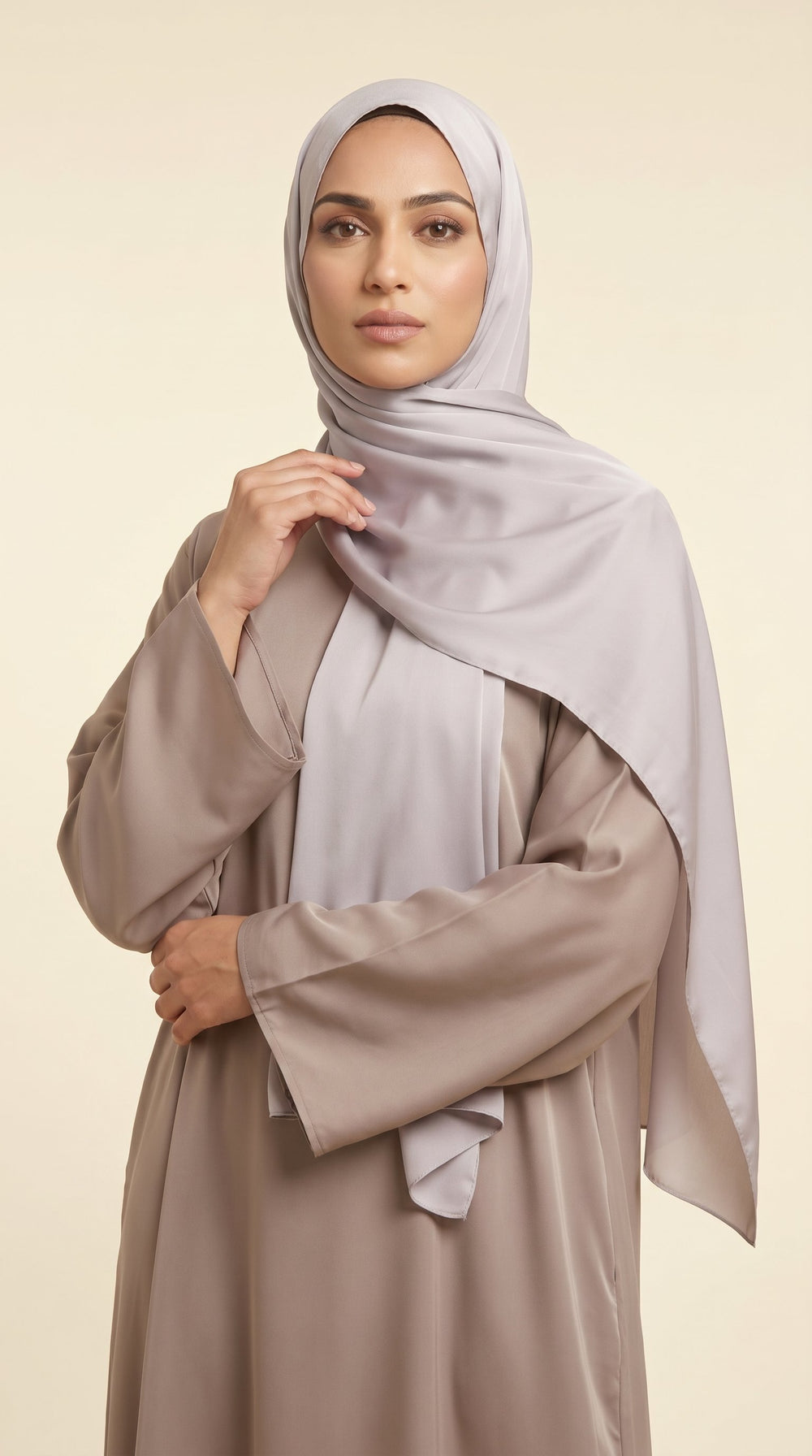 Premium Satin Hijab | Silver Mist