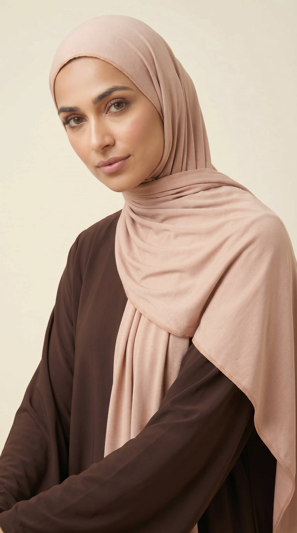 Premium Bamboo Jersey Hijab | Soft Nude