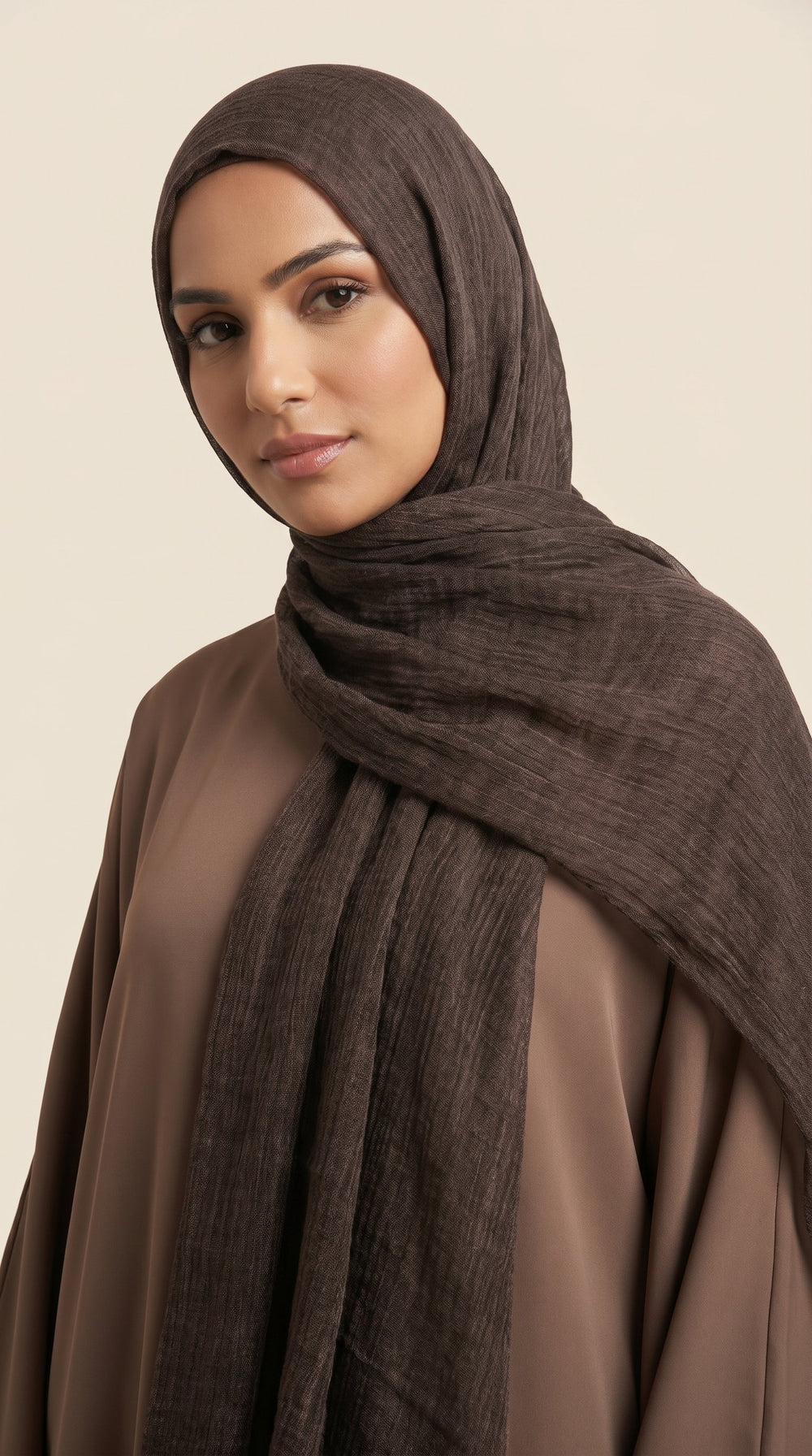 Premium Crinkle Modal Hijab | Espresso Brown