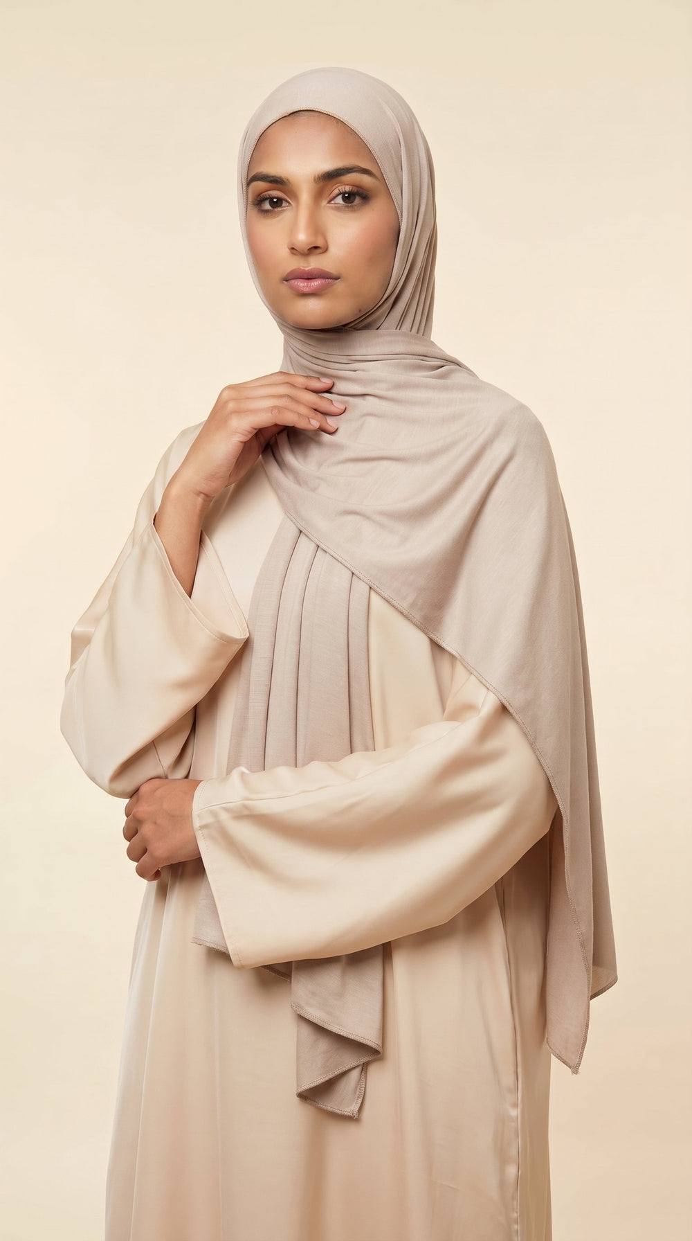 Premium Bamboo Jersey Hijab | Soft Taupe