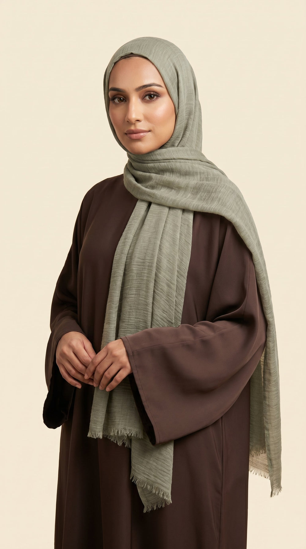 Premium Crinkle Modal Hijab | Sage Green