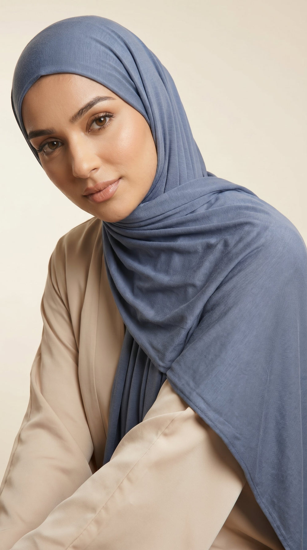 Premium Bamboo Jersey Hijab | Dusty Blue