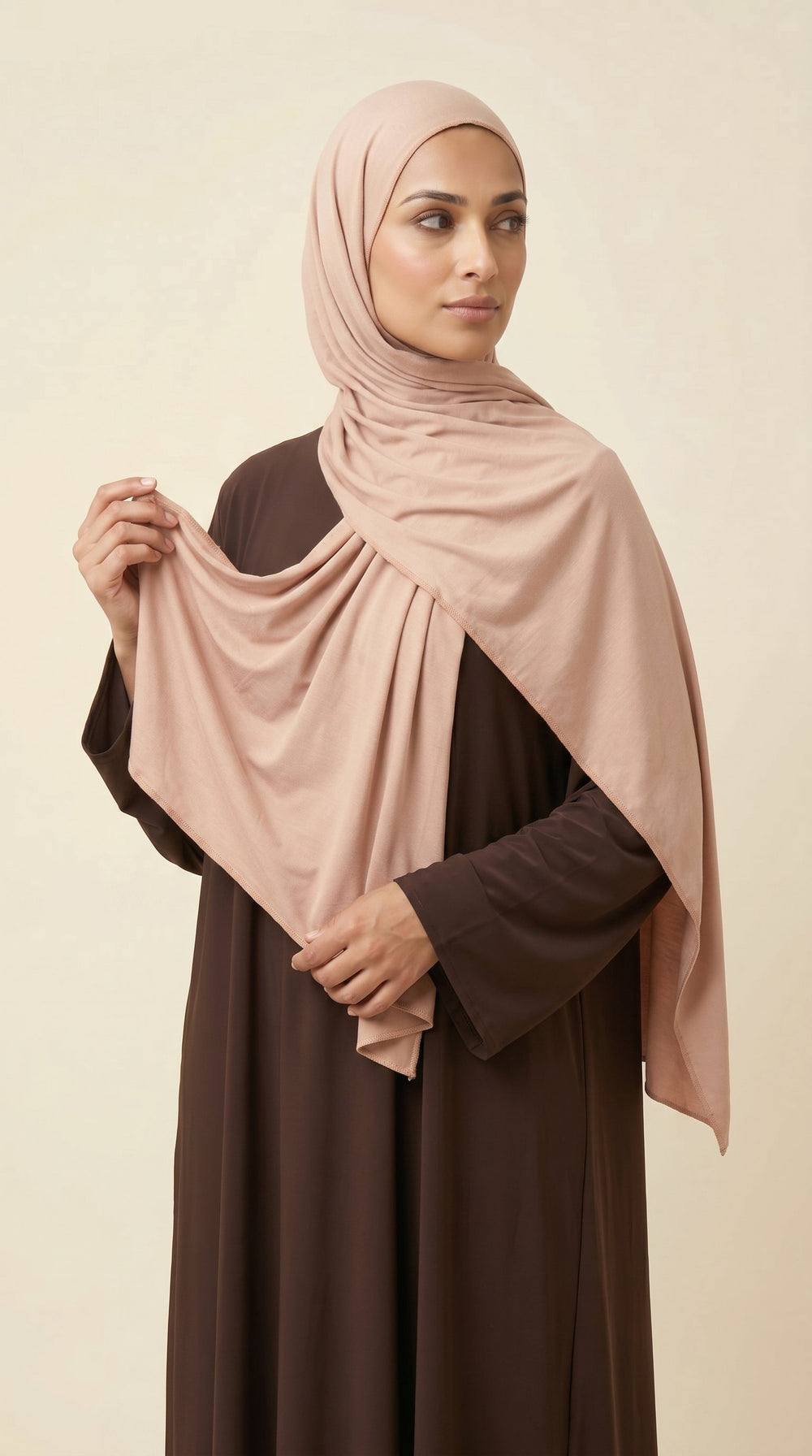 Premium Bamboo Jersey Hijab | Soft Nude