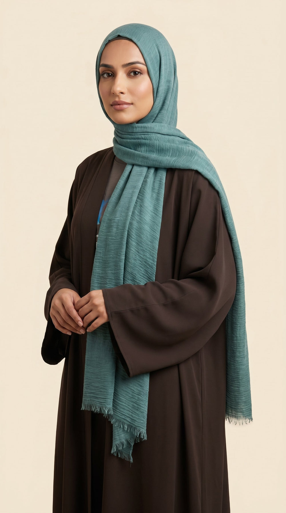 Premium Crinkle Modal Hijab | Dusty Teal