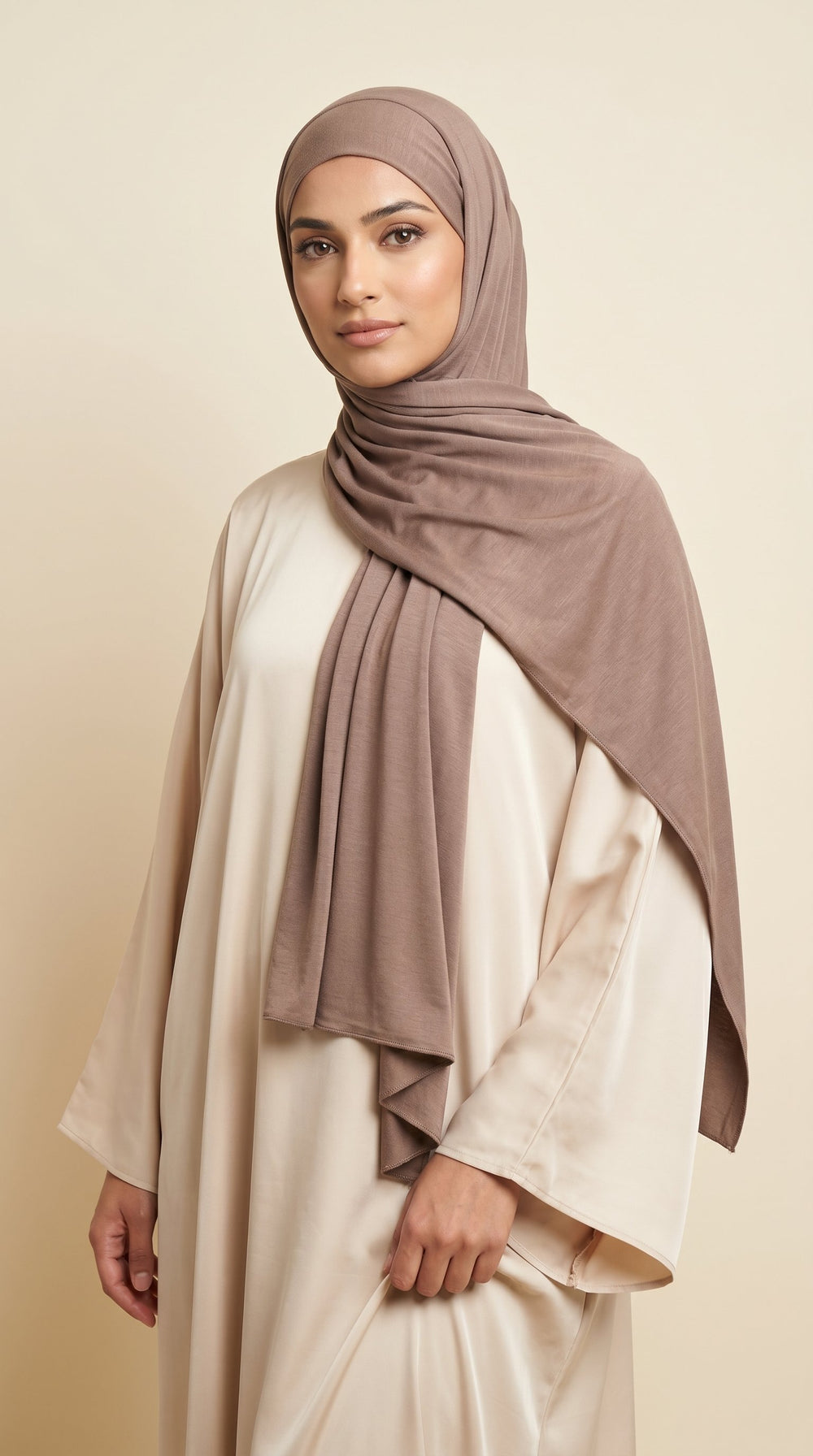 Premium Bamboo Jersey Hijab | Mocha Taupe