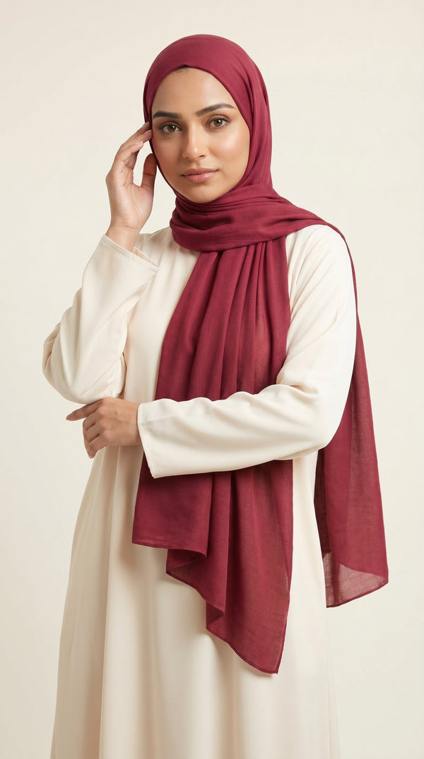 Premium Modal Rayon Hijab | Berry Rose