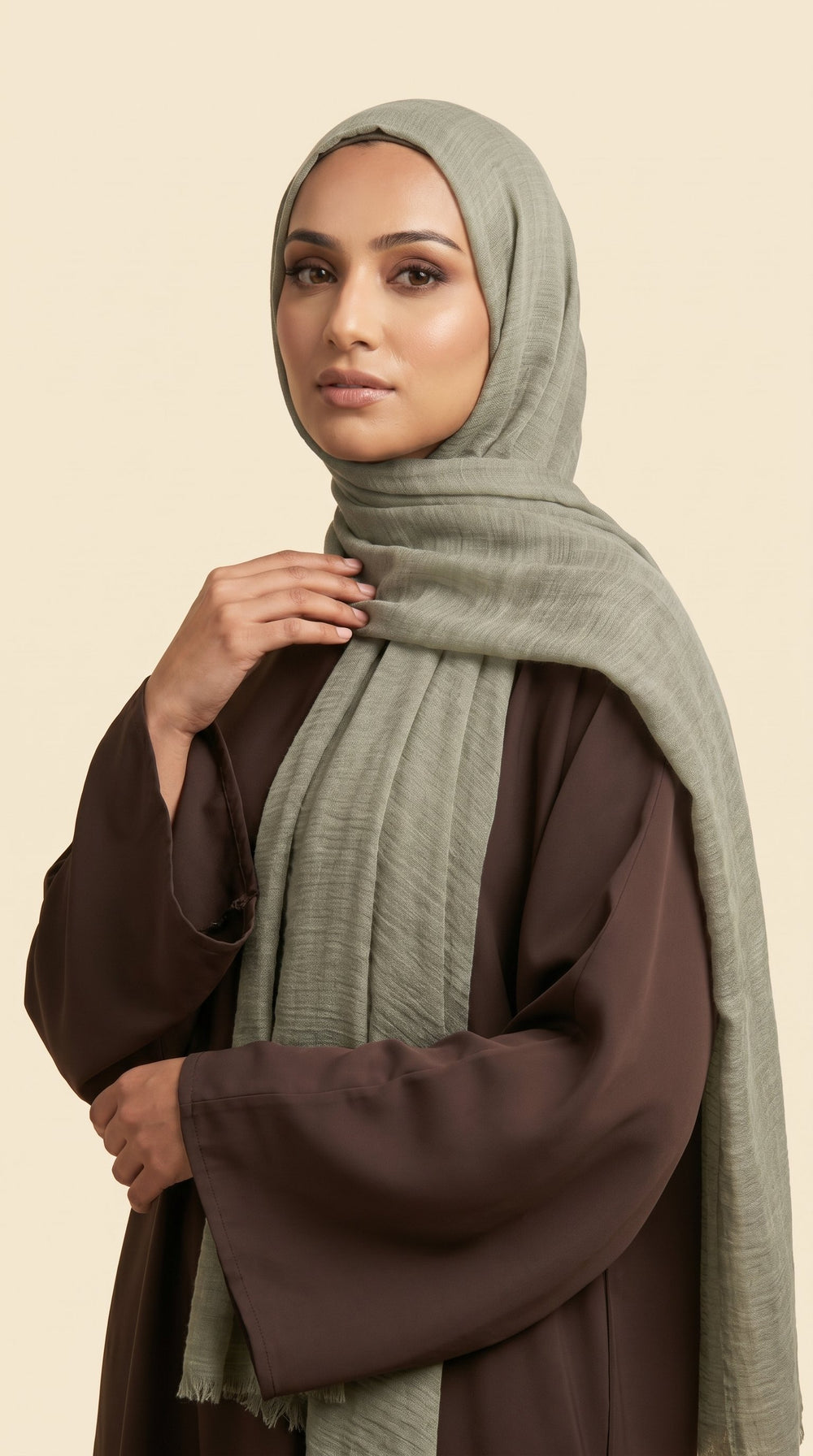 Premium Crinkle Modal Hijab | Sage Green