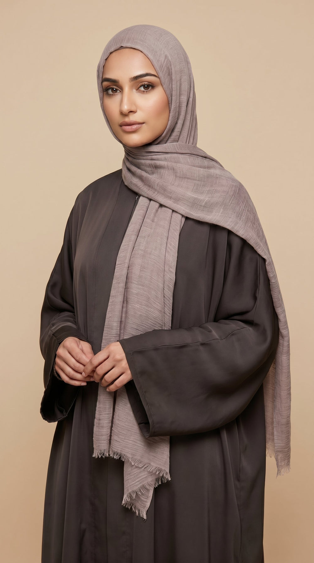Premium Crinkle Modal Hijab | Mushroom Taupe
