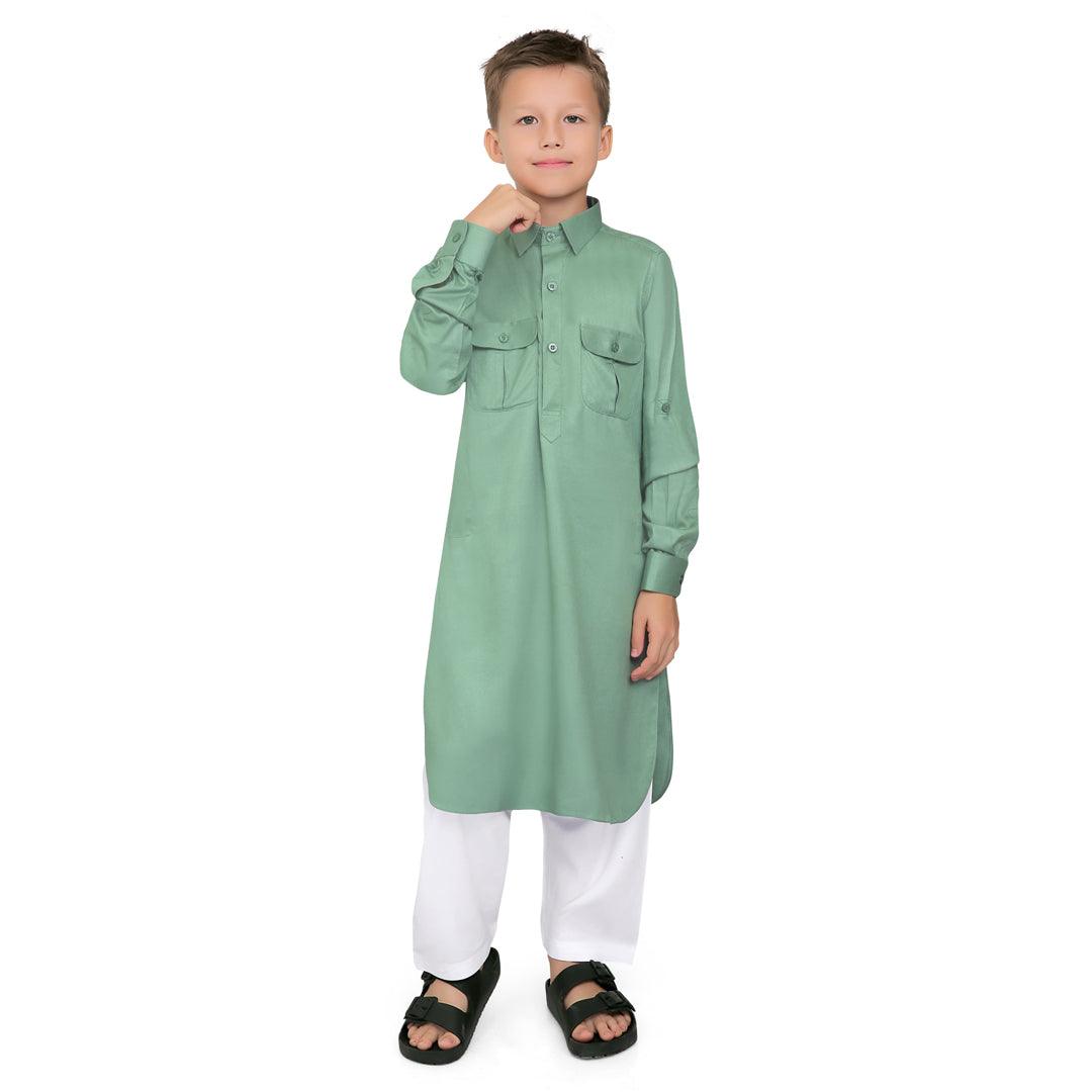 Oday Green Pathani Suit for Kids - Mashroo