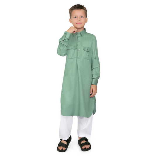 Oday Green Pathani Suit for Boys - Mashroo