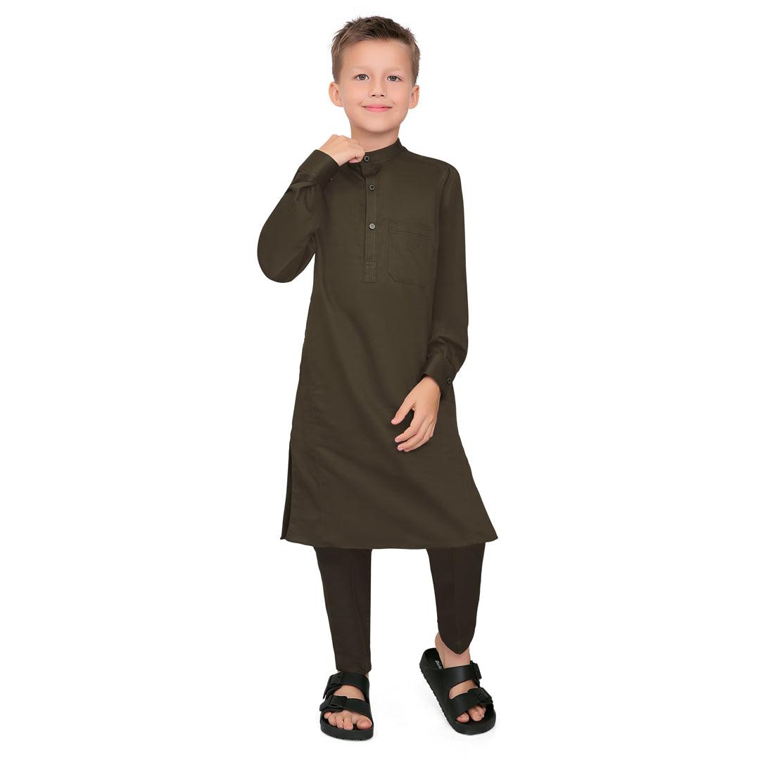 Terfi Brown Kali Kurta for Kids - Mashroo