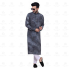 Grey Tie Dye Kurta Set for Men - Mashroo