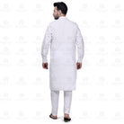 Yuksek Geometric Kurta Set Men White - Mashroo