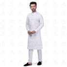Yuksek Geometric Kurta Set Men White - Mashroo