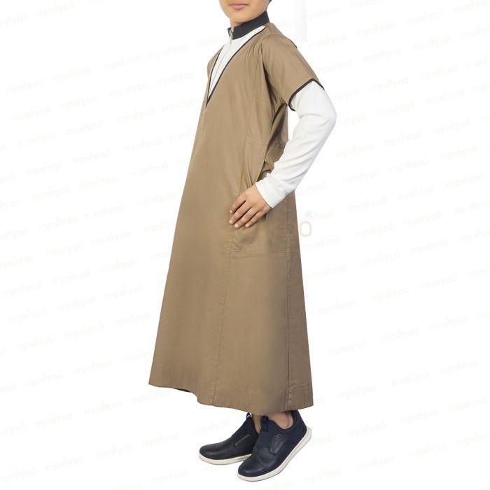 Brown A La Mode Thobe for Boys - Mashroo