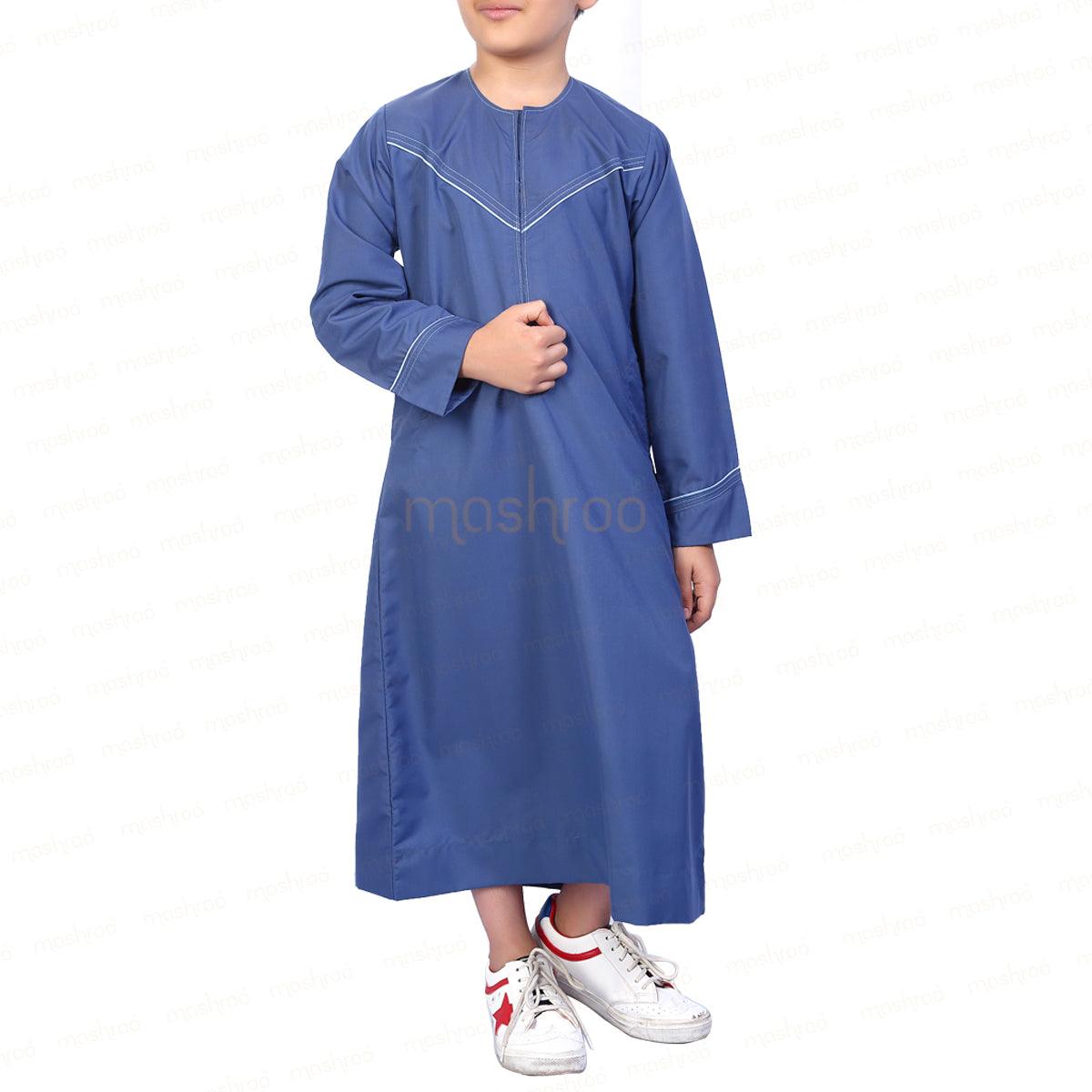 Madina Emirati Blue Thobe for Kids - Mashroo