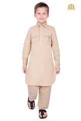 Beige Riwaya Pathani Suit for Boys