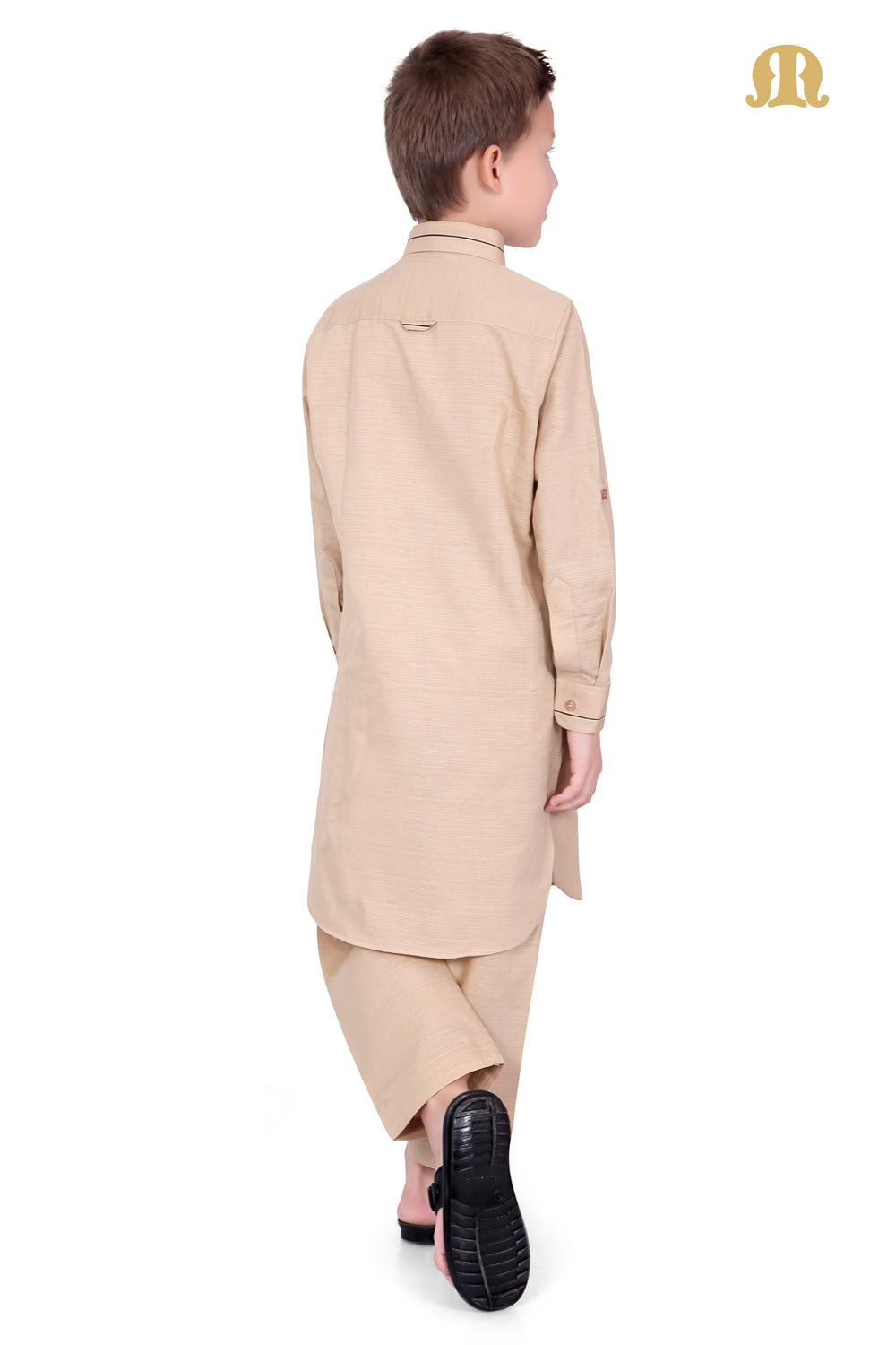 Beige Riwaya Pathani Suit for Kids - Mashroo
