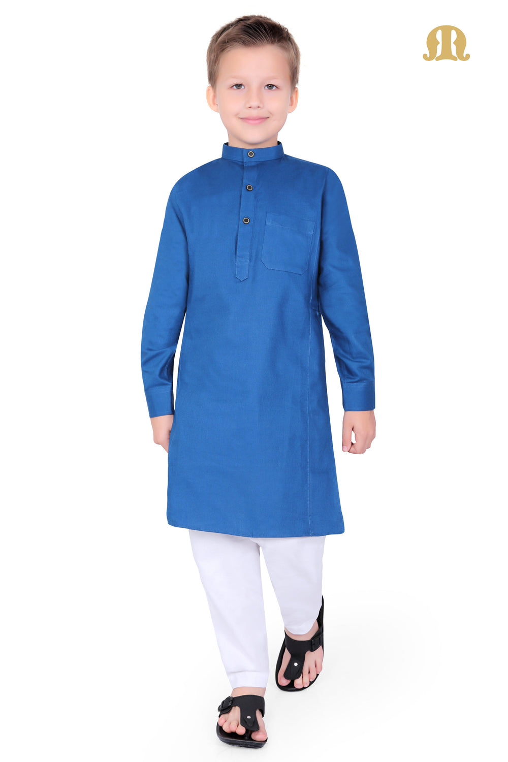 Royal Blue Kali Kurta for Boys - Mashroo