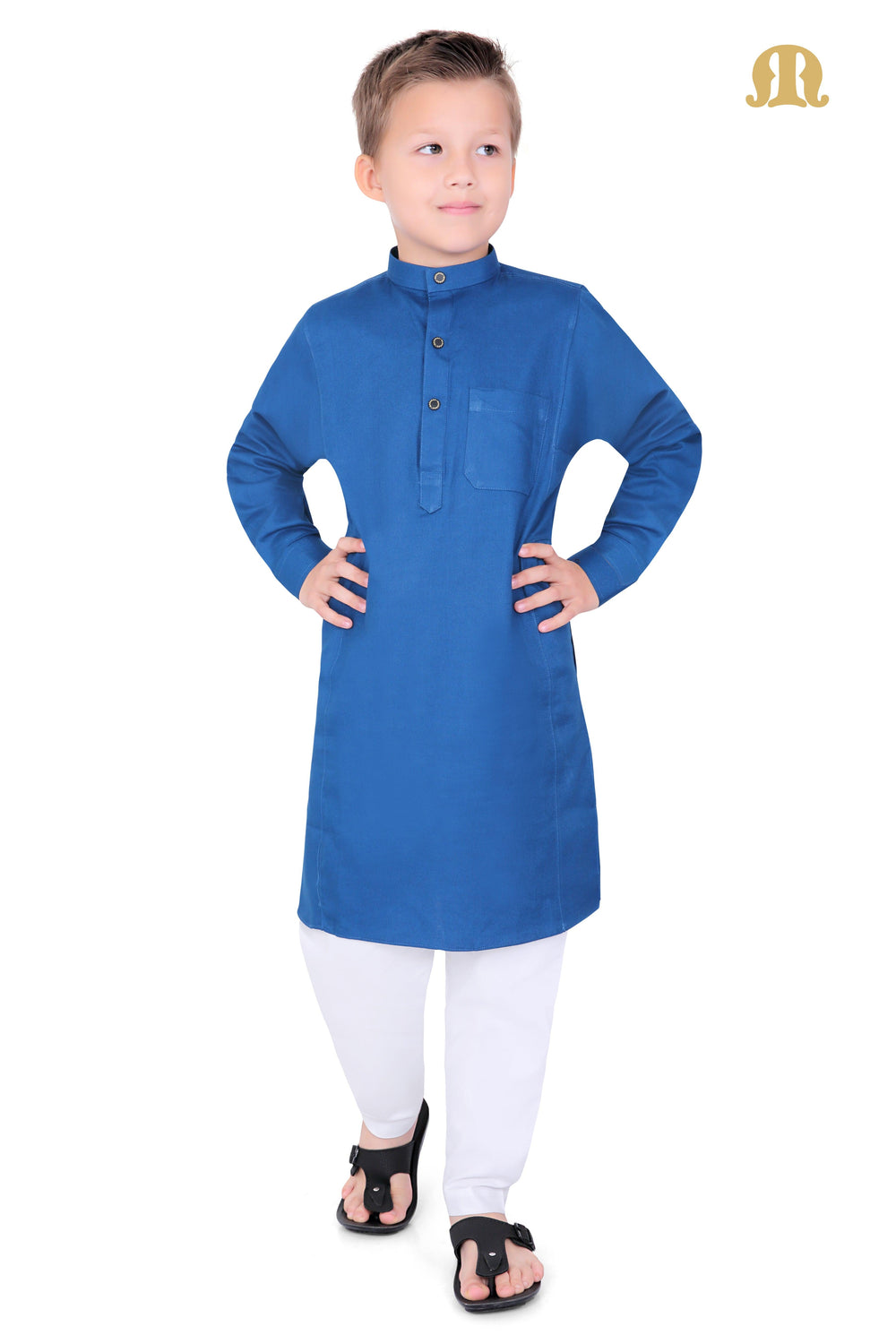 Royal Blue Kali Kurta for Boys - Mashroo