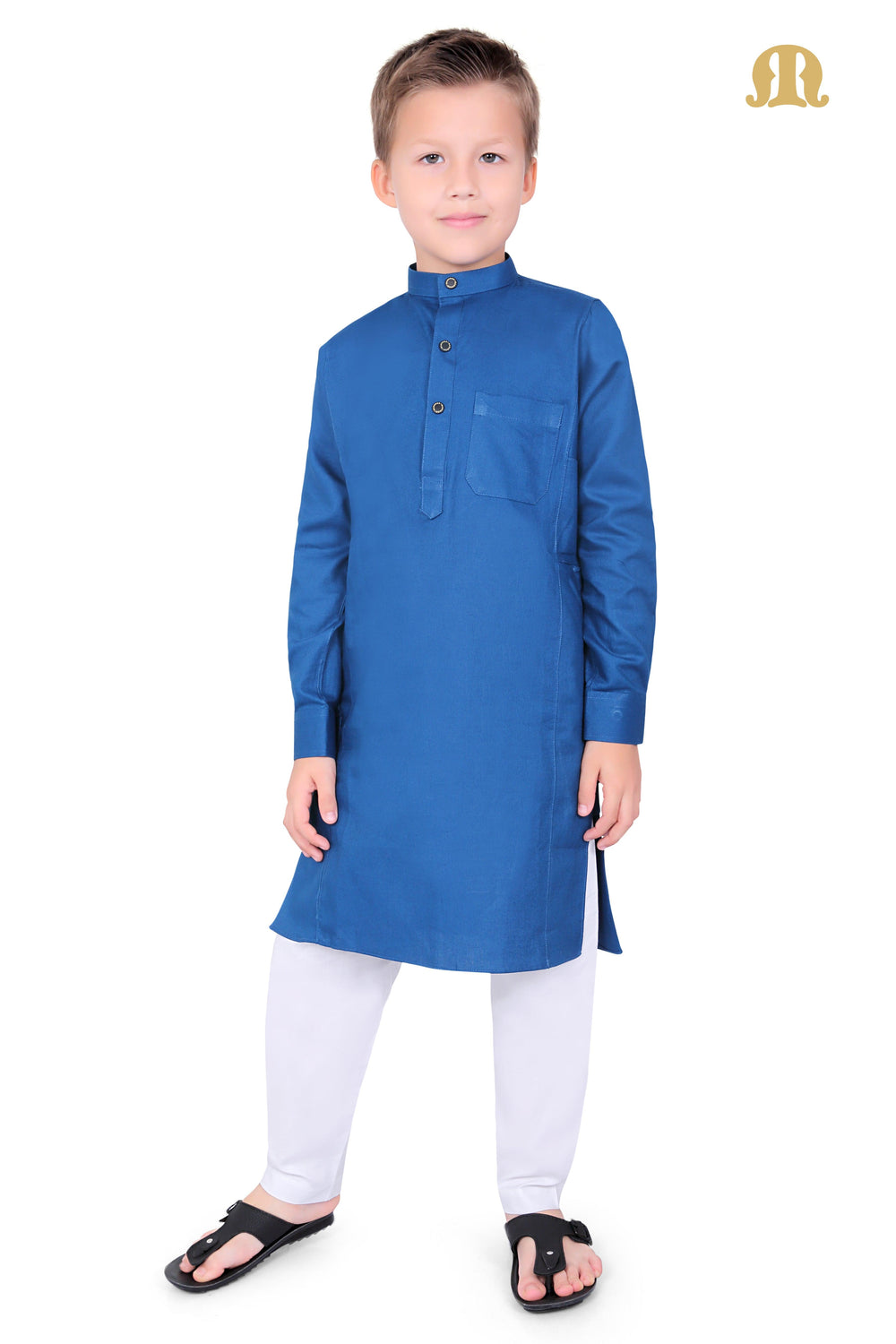 Royal Blue Kali Kurta for Boys - Mashroo