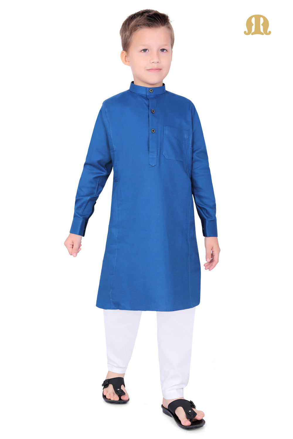 Royal Blue Kali Kurta for Boys - Mashroo