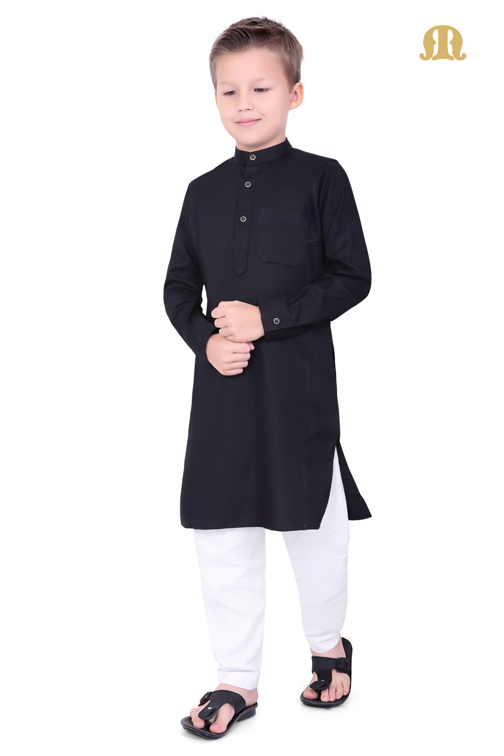 Black Kali Kurta for Kids - Mashroo