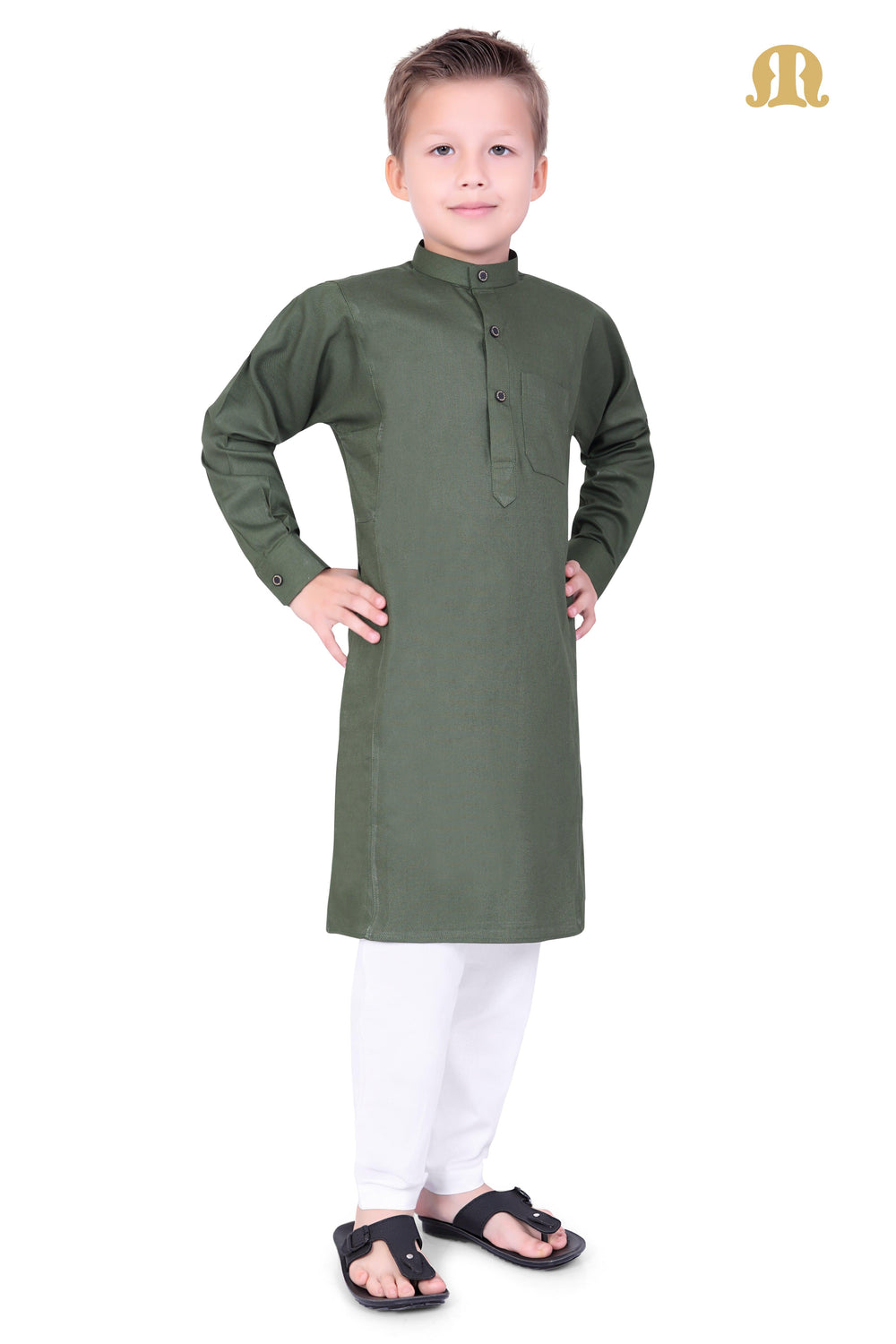 Green Kali Kurta for Boys - Mashroo