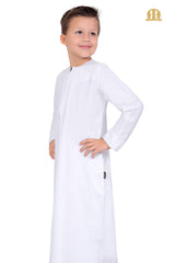 White Aplos Omani Thobe for Kids