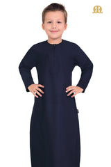 Navy Blue Aplos Omani Thobe for Kids - Mashroo